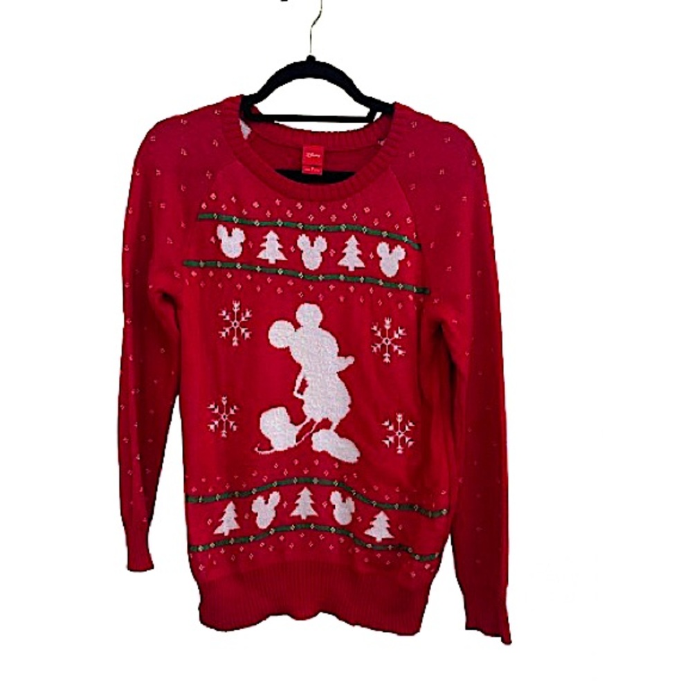 Disney | Mickey Mouse | Red Winter Festive Ugly Christmas Sweater in Medium
